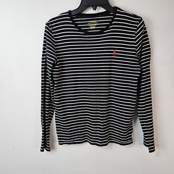 Polo Ralph Lauren Black and White Striped Tee Size Small - Picture 1 of 7